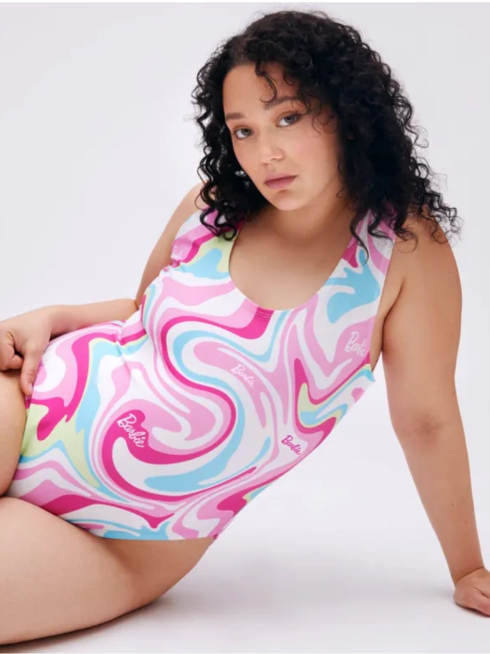 BARBIE X SHEERTEX Collab Bodysuit Swimsuit Swirl Design SZ XL Women’s BRAND NEW